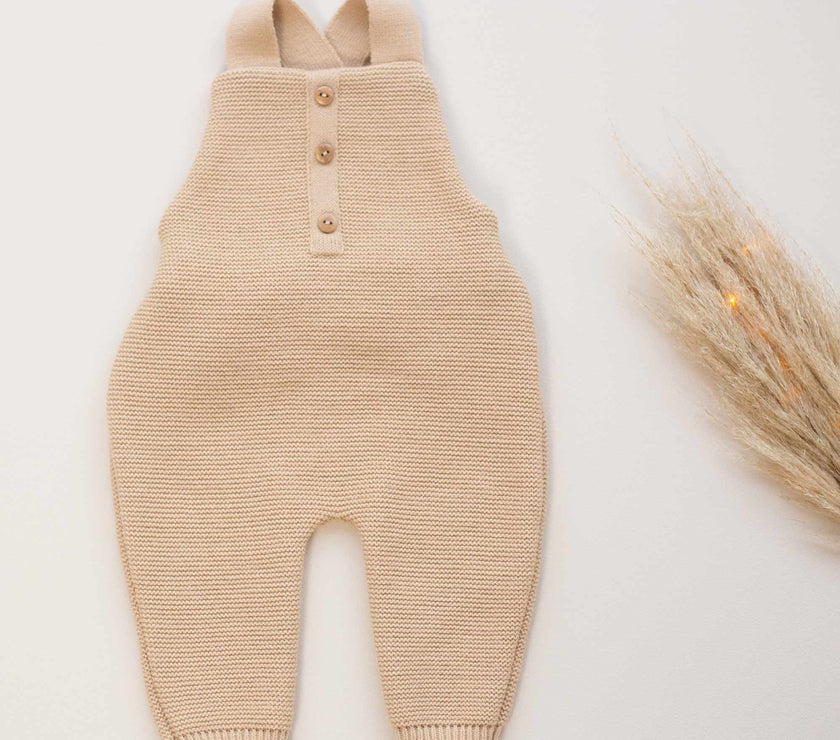 Salopette bébé en maille - Caramel - Mode Bébé Claye