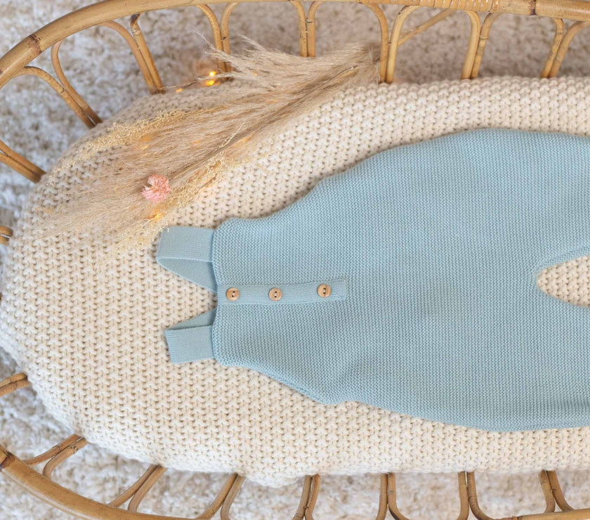 Salopette bébé en maille - Sage - Mode Bébé Claye