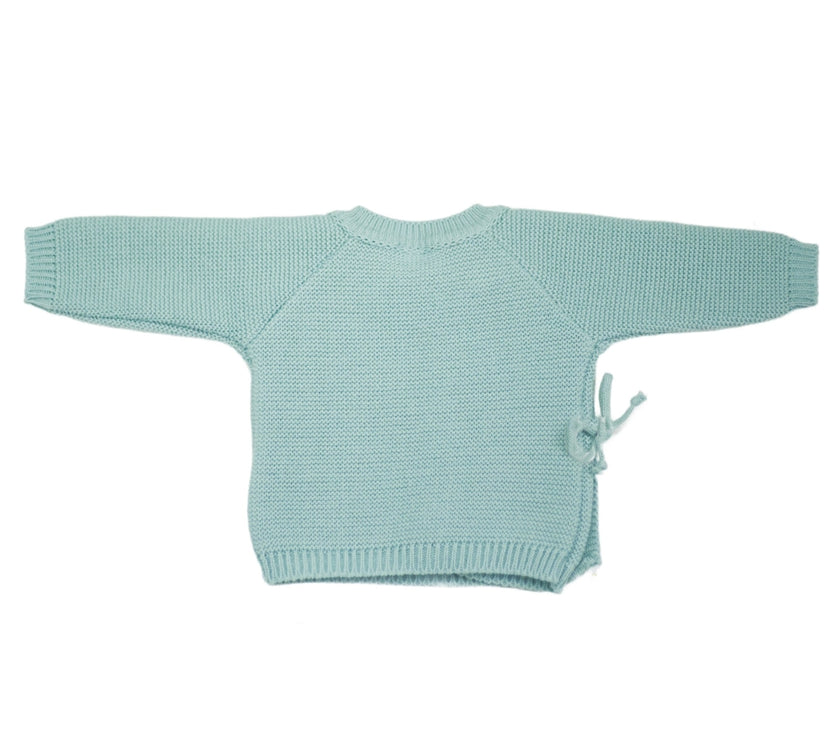 Blue baby bra with booties and hat