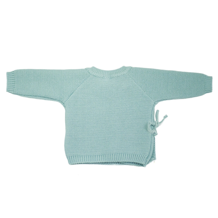 Blue baby bra with booties and hat
