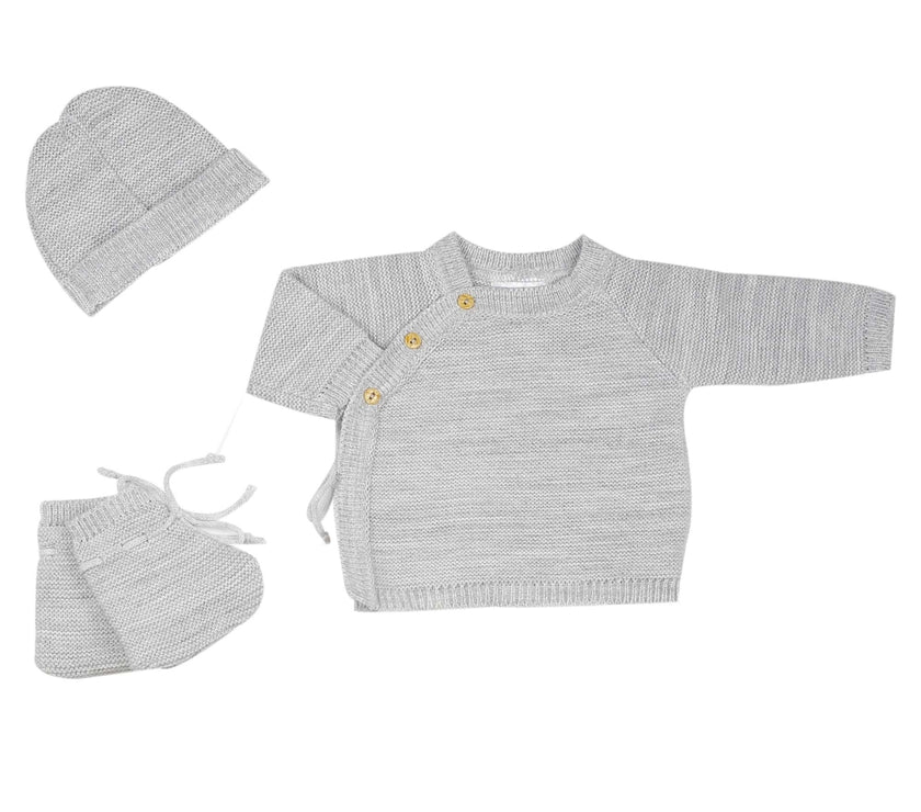Newborn bra with booties and hat Grey