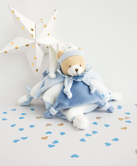 Doudou et compagnie - Peluche ours blanc sweat bleu J.O. Paris 2024 - 25 cm