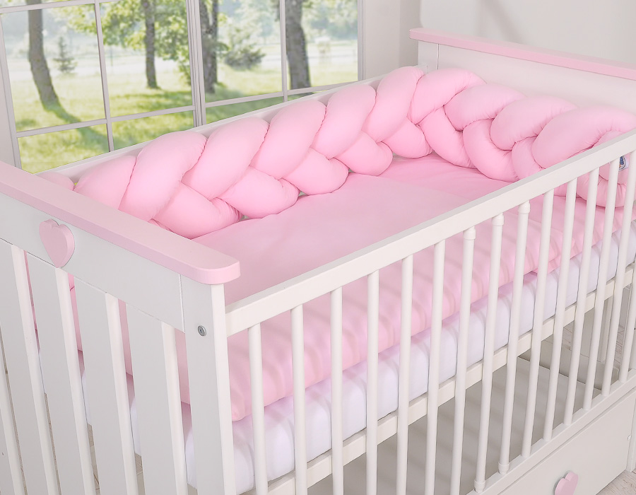 Acheter Tour de lit tressé pour bébé velours Rose cerise - Majoliechambre