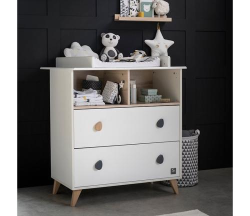 COMMODE 2 TIROIRS ET 2 NICHES BOUTONS GOUTTE OSLO
