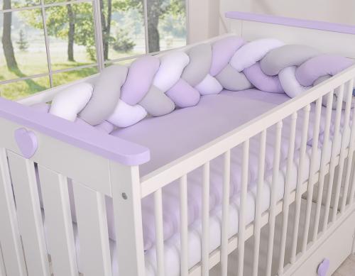 Tour de lit Tressé -  blanc-gris-violet