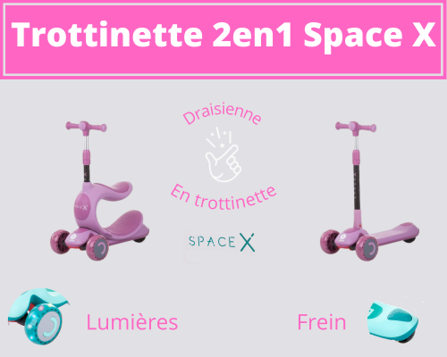 Trottinette 2en1 Space X - lilac
