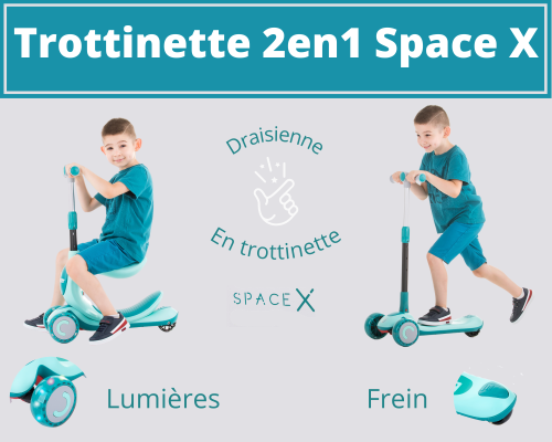 Trottinette 2en1 Space X - menthe